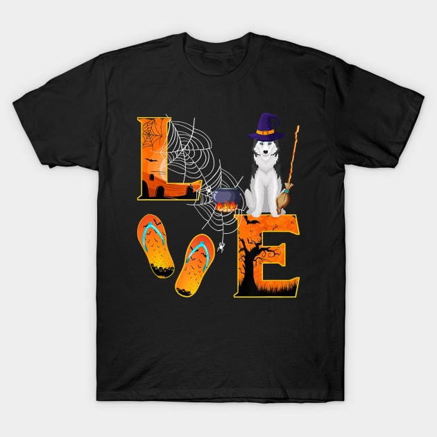 Husky Love Halloween Boo Dog Gifts husky lover T-Shirt by JaydeMargulies